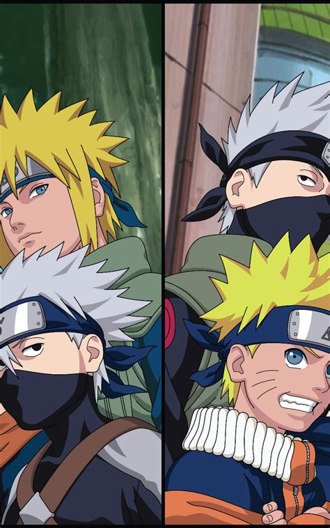 Naruto, Hatake Kakashi, Namikaze Minato, Uchiha Sasuke, - Team Minato And Team Kakashi ...