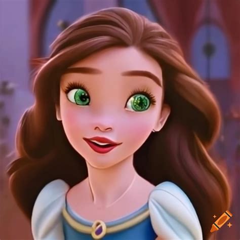 Disney princesses with green eyes on blue-green background on Craiyon