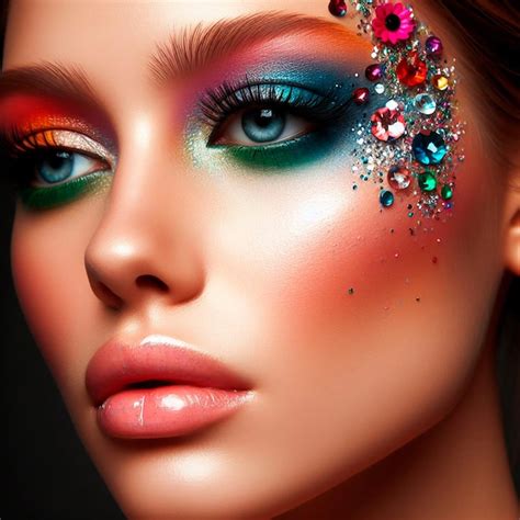 Premium AI Image | AI image young girl with extravagant makeup