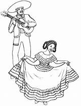 Mexican Dress Dancing Lady Coloring Pages  Color Luna Dance coloring sketch template