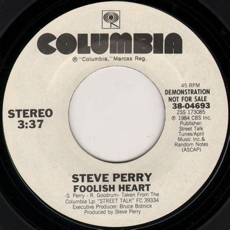 Steve Perry – Foolish Heart (1984, Vinyl) - Discogs