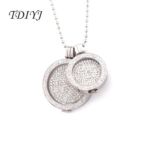 Aliexpress.com : Buy TDIYJ Deluxe My Coin Necklace 33MM/25MM Double Crystal Coin Holder Frame ...