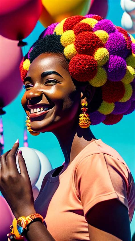 a girl smiling, holding balloons by Vieutopia on DeviantArt