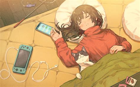 Anime Girl Sleeping In Bed