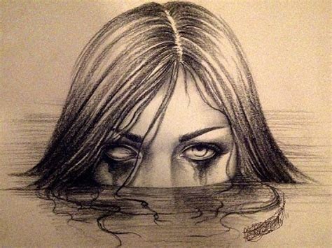 Draw 3D Creepy Girl Sketch - YouTube