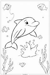 Dolphin Swimming Coloring Page Free PDF&ampPNG Printable sketch template