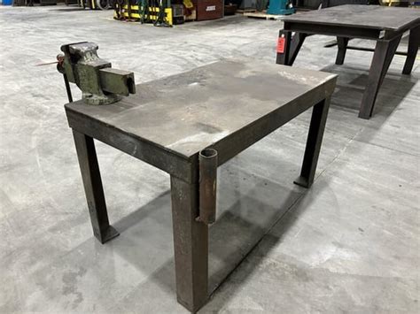 Welding table, 53" x 30", with vise, #16454 for Sale | Surplus Record