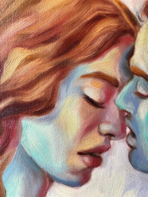 Kiss Painting Portrait Canvas Art Love Original Art By Isolde | Etsy