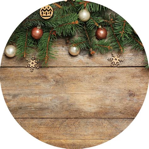 Leaves Bauble Wooden Round Merry Christmas Backdrop – Lofaris