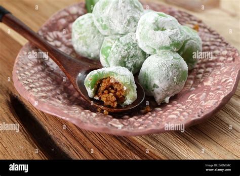 Mochi , Japanese Cake Made from Glutinous Rice, Soft and Sticky, with Various Fillings. Close Up ...