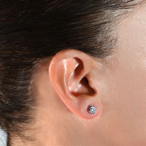 2ct Round Cut Diamond Screw Back Studs 14K White Gold