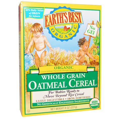 Earth's Best, Organic Whole Grain Oatmeal Cereal, 8 oz (227 g) - iHerb.com