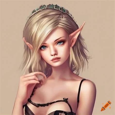 Artistic depiction of a beautiful blonde elf lady
