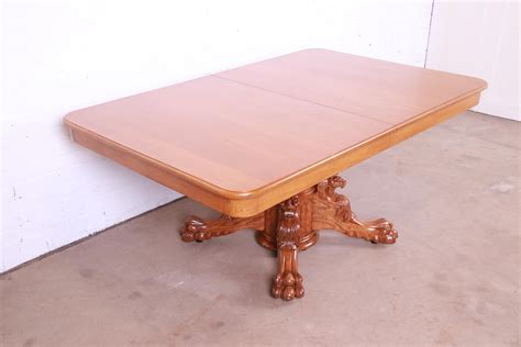 R.J. Horner Antique Victorian Oak Pedestal Dining Table with Carved ...
