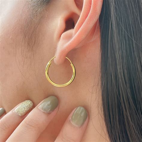 18 mm gold plated hoops Gold hoop earrings Endless ear | Etsy
