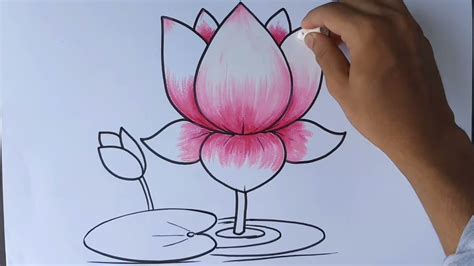 HOW TO DRAW LOTUS VERY EASILY FOR KIDS WITH PASTEL COLORS - YouTube