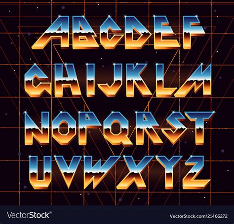 Alphabet 80 s retro font Royalty Free Vector Image