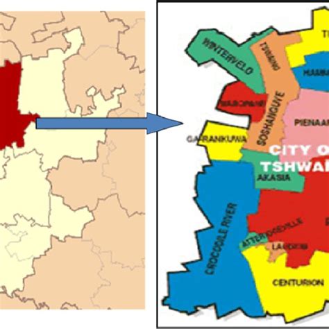 1 Map of the Tshwane Metropolitan area in South Africa | Download ...