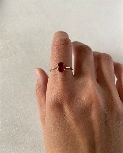 Carnelian Ring Gold Filled Gemstone Ring or Sterling Silver - Etsy