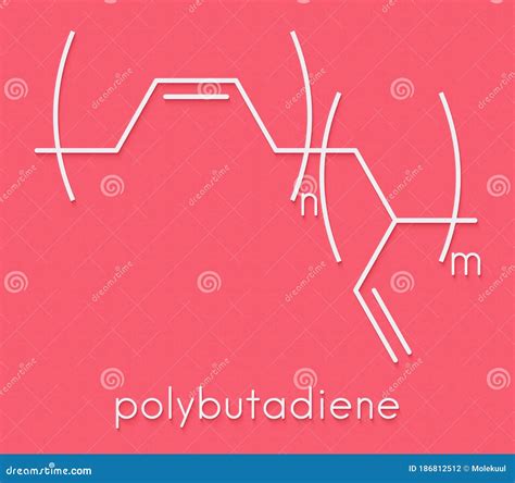 Polybutadiene Butadiene Rubber Polymer, Chemical Structure. Used In Manufacture Of Tires, Golf ...