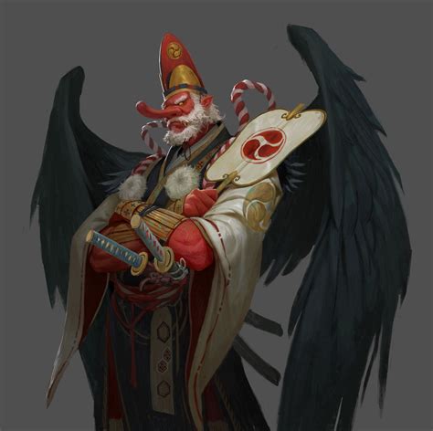 ArtStation - Large Tengu, wang jianxi | Mitoloji, Art deco posterler, Tatoo