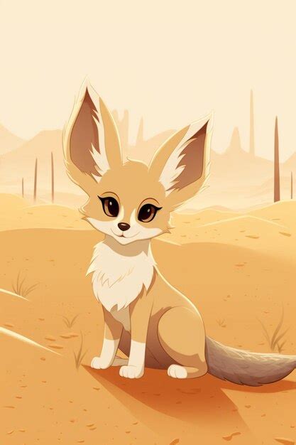 Premium AI Image | there is a cartoon fox sitting in the desert with a ...