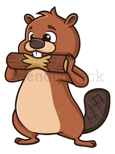 Beaver Eating Wood Cartoon Clipart Vector - FriendlyStock