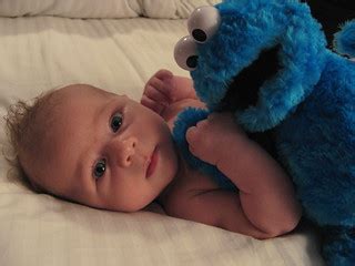 The Cookie Monster and the Milky Monster | Ethan at 2 months… | Flickr