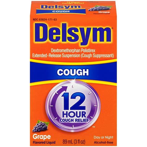 Delsym Adult 12 hour Cough Relief Medicine, Powerful Cough Relief for ...