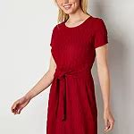 R & K Originals Petite Short Sleeve Midi Shift Dress, Color: Wine - JCPenney