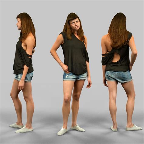 Girl in Jeans short 3D Model $20 - .obj .fbx - Free3D