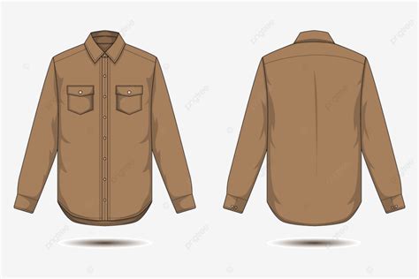Brown Office Shirt Mockup Front And Back View Vector, Office Shirt, Shirt Mockups, Brown Shirt ...