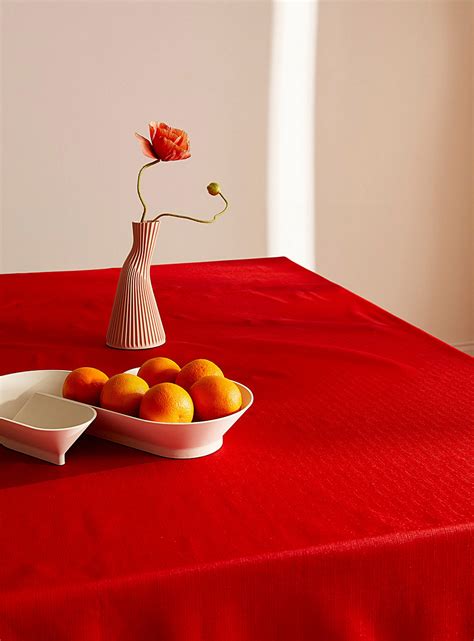 La nappe polyester recyclé rouge passion | Simons Maison | Nappes Imprimées | Cuisine et salle à ...