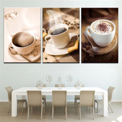 Cafe Canvas Prints Hot Coffee Cup Wall Art Pictures Kitchen Room Decor Modern Modular Posters 3 ...