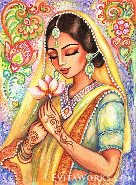 East Woman Praying Artwork Lotus Flower Mudra Divine - Etsy India ...