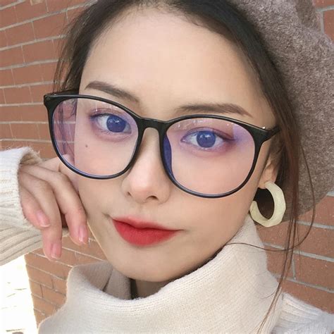 Korean Version Of Big Face Round Face Anti-blue Glasses Frame Female Plain Face Can Be Equipped ...