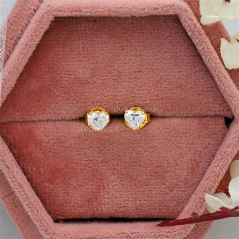 Ourosjewels Heart Cut Lab Grown Diamond Women's Stud Earrings, 0.85 Tcw at Rs 48049/pair in Surat