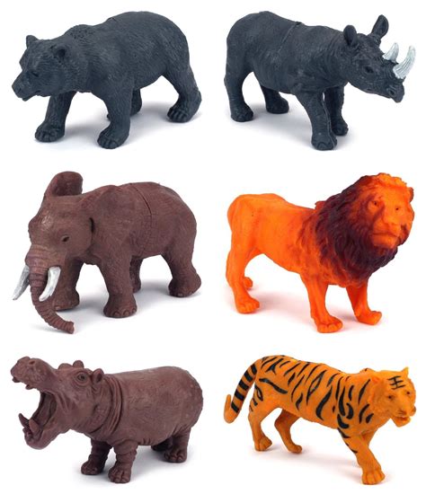 Jungle Animals 6 Piece Toy Animal Figures Playset, Includes a Variety ...