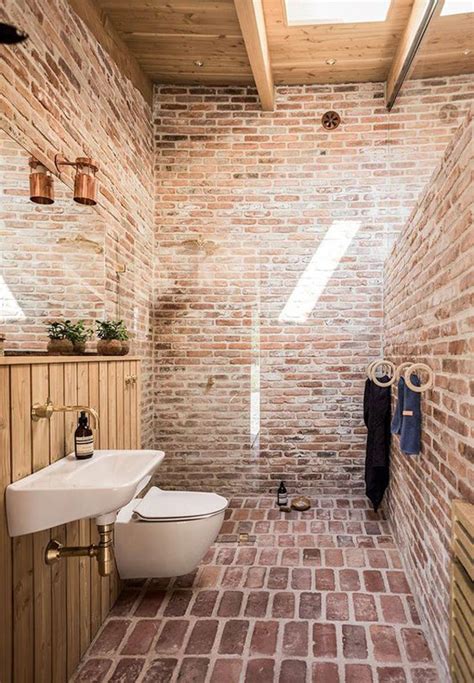 25 Stylish And Trendy Bathroom With Exposed Brick Tiles – OBSiGeN