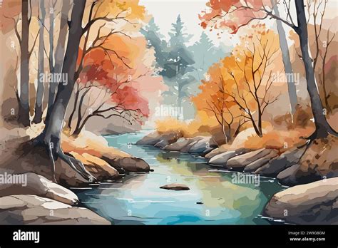 Watercolor painting of riverbank Stock Vector Image & Art - Alamy