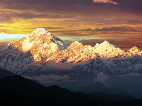 Evening Sunset View of Mount Dhaulagiri, Himalayas, Nepal Stock Photo - Image of dusk, outdoor ...