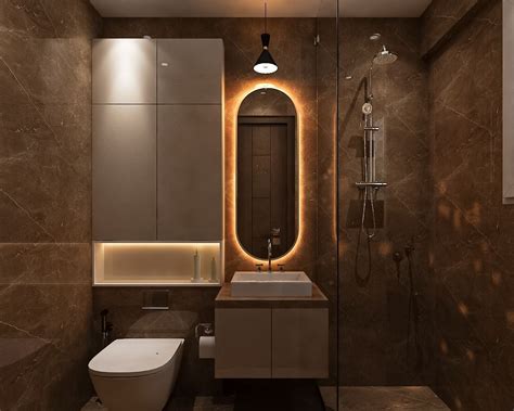 Spacious Dark Themed Bathroom Design | Livspace