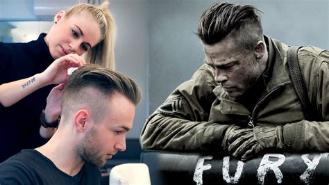 Brad Pitt Hair from FURY - Professional Guide - Men's Undercut - YouTube