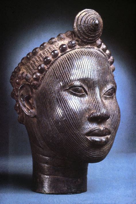 Nigeria; Yoruba (Ife) peoples Head of an Oni Brass H. 24 cm (9 7/16") National Museum, Lagos ...