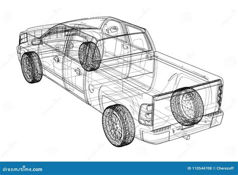 Car SUV Drawing Outline. Vector Rendering Stock Vector - Illustration of transportation ...