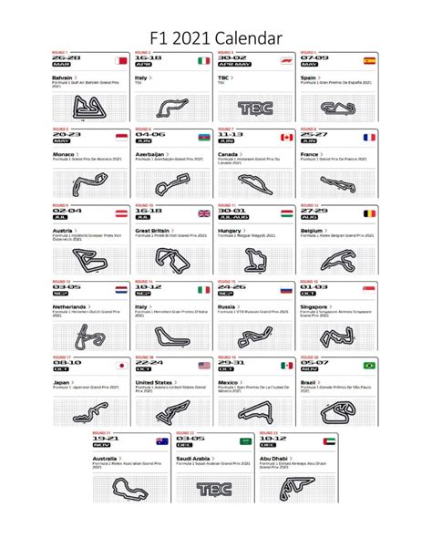 Printable F1 2021 Calendar – Chris Denney