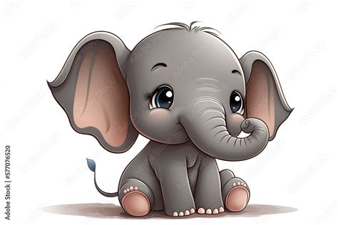 Little cute elephant. A tiny animal in a sitting position. Stock ...