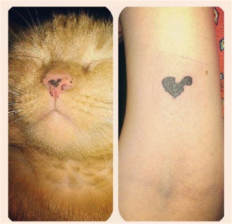 How adorable! This cat parent got a tattoo based on the cute little nose blotch on her pet ...