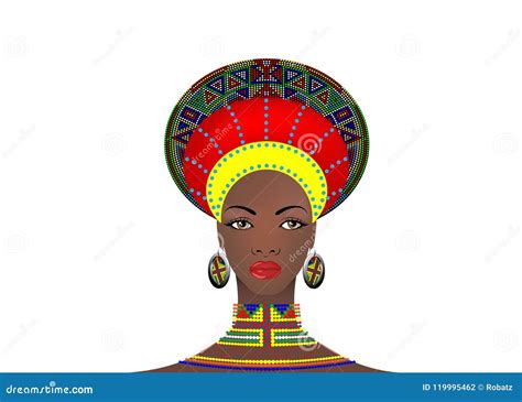 African Tribe Clothes Female Zulu, Portrait of Cute South African Woman. Typical Clothing for ...