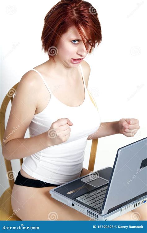 Angry Woman At Computer Stock Photos - Image: 15790393